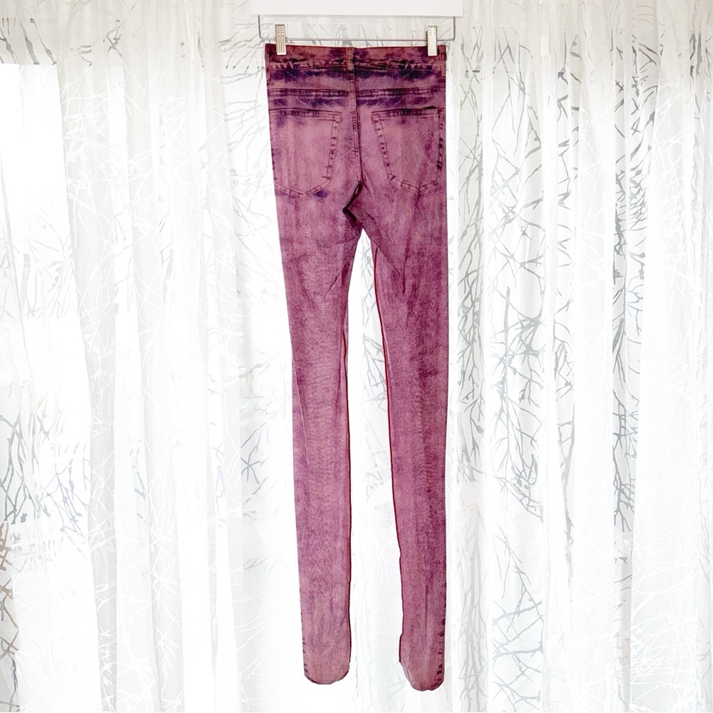 DIESEL PURPLE SHEER DENIM JEAN GRAPHIC PRINT P-KOLL D1 TIGHTS FOOTED LEGGINGS - Picture 6 of 10
